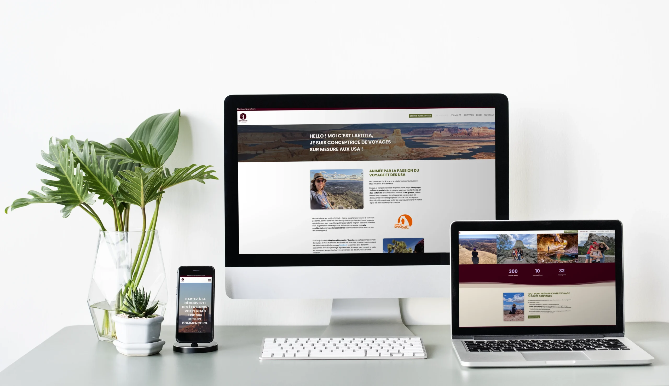 mockup set digital refonte site blog voyage